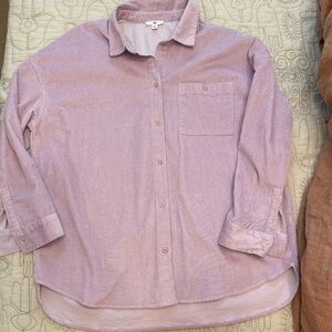 Purple light weight corduroy button down w white tank body suit XL - worn once